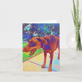 Tarjeta de felicitación Doberman Play Ball Blank