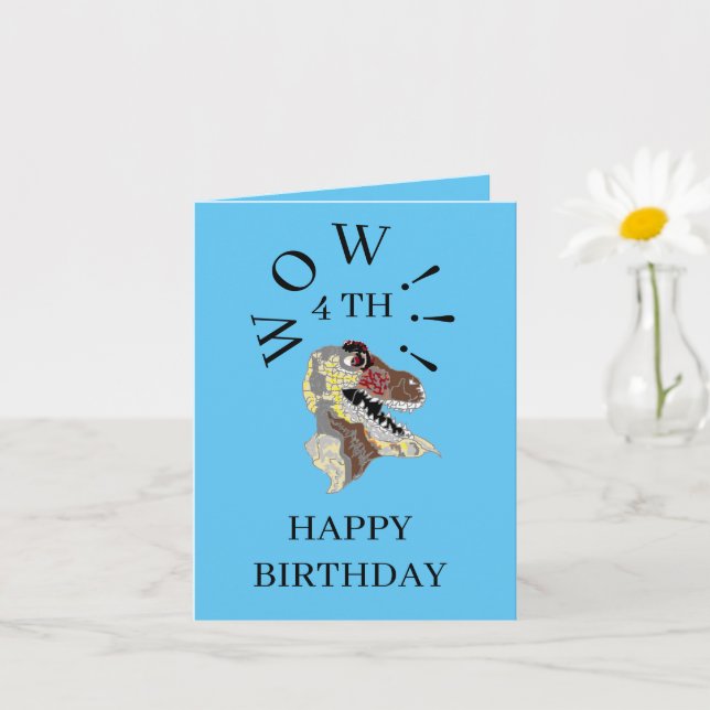 Tarjeta de felicitación doblada ; 4 CUMPLEAÑOS PAR (Planta pequeña)