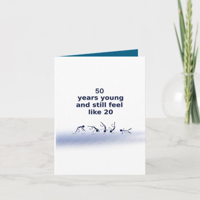 Tarjeta de felicitación doblada 50 años joven (Anverso)