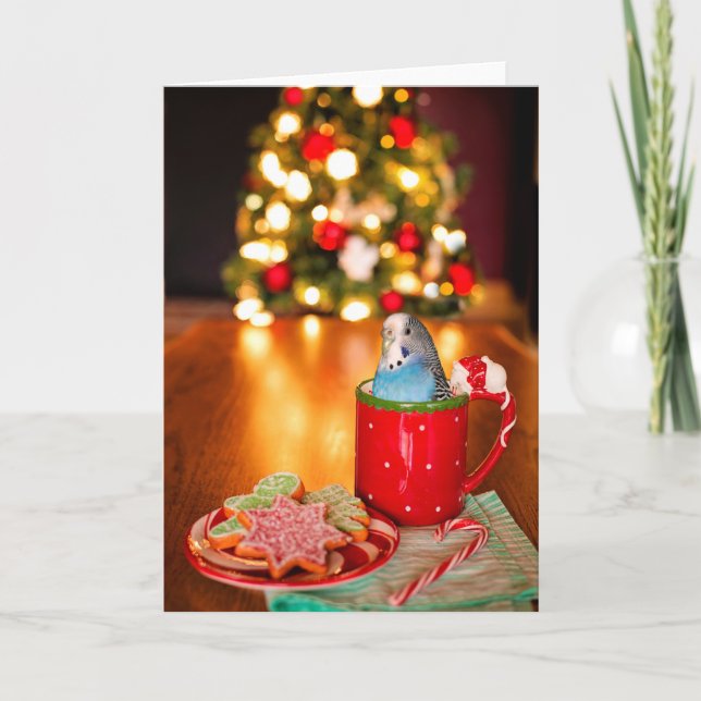 Tarjeta de felicitación doblada a los Navidades Bl (Anverso)