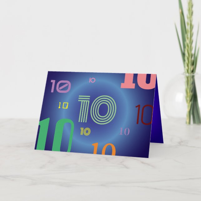 Tarjeta de felicitación doblada al 10° aniversario (Anverso)