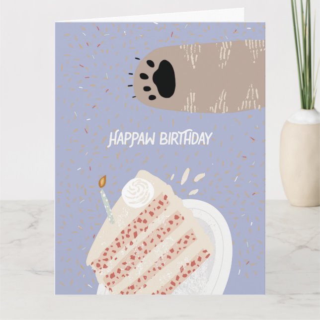 Tarjeta de felicitación doblada al gato de cumplea (Anverso)
