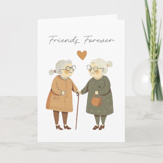 Tarjeta de felicitación doblada amigos para siempr (Anverso)