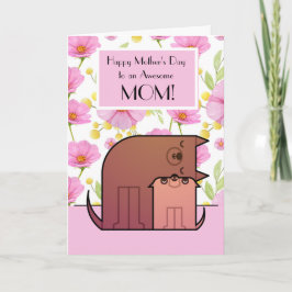 Tarjeta de felicitación doblada Awesome Mom 5" x 7