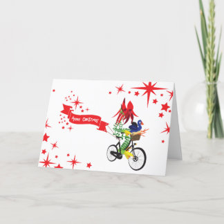 Tarjeta de felicitación doblada "bicicleta Navidad