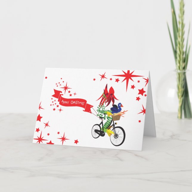 Tarjeta de felicitación doblada "bicicleta Navidad (Anverso)
