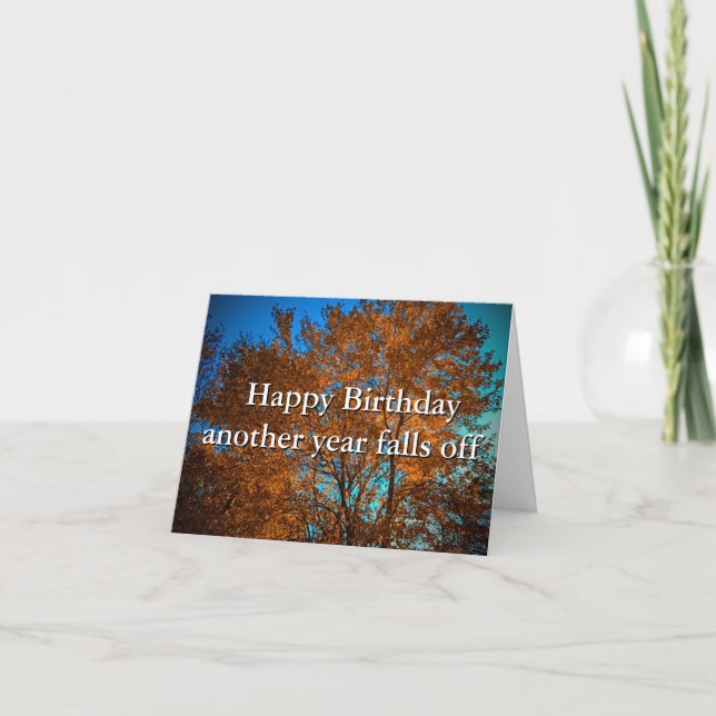 Tarjeta de felicitación doblada con árbol de otoño (Anverso)