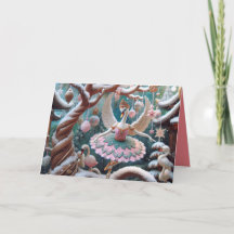 Tarjeta de felicitación doblada con cisnes bailari