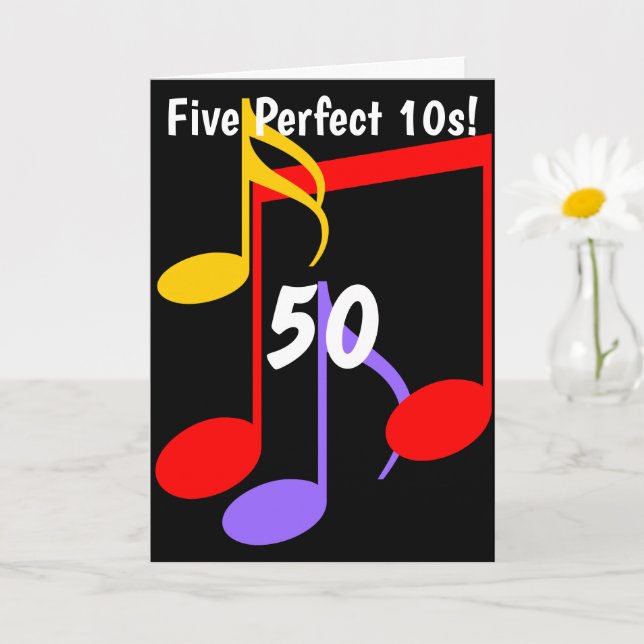 Tarjeta de felicitación doblada con notas musicale (Planta pequeña)