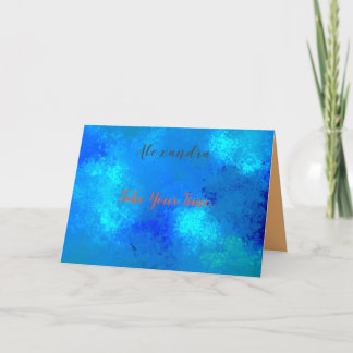 Tarjeta de felicitación doblada con su foto y text
