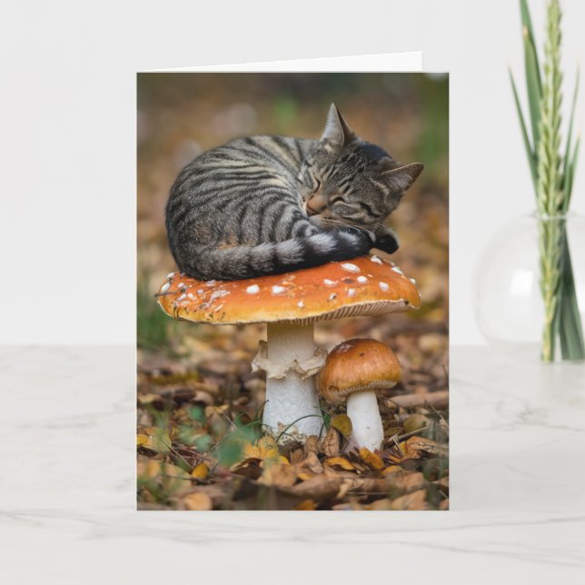 Tarjeta de felicitación doblada de adorable gatito (Anverso)