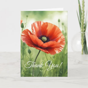 Tarjeta de felicitación doblada de amapola roja
