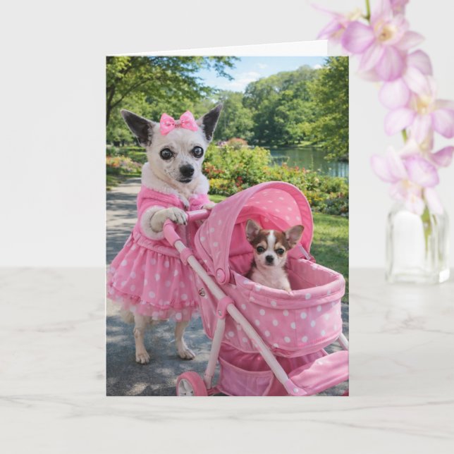 Tarjeta de felicitación doblada de amor de cachorr (Orquídea)
