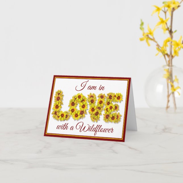Tarjeta de felicitación doblada de amor de girasol (flor amarilla)