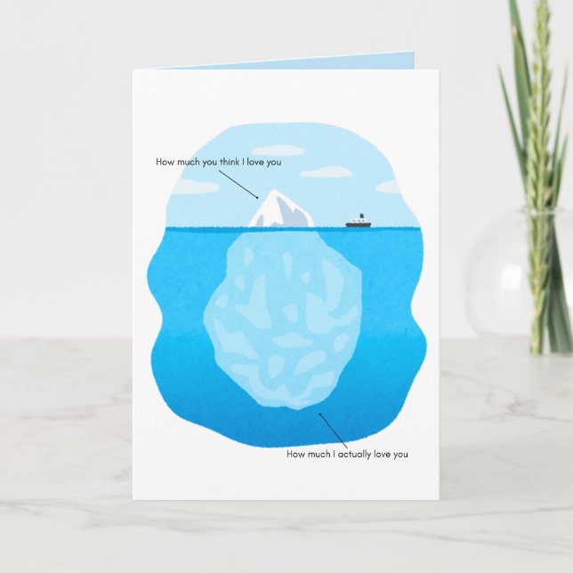 Tarjeta de felicitación doblada de amor de iceberg (Anverso)