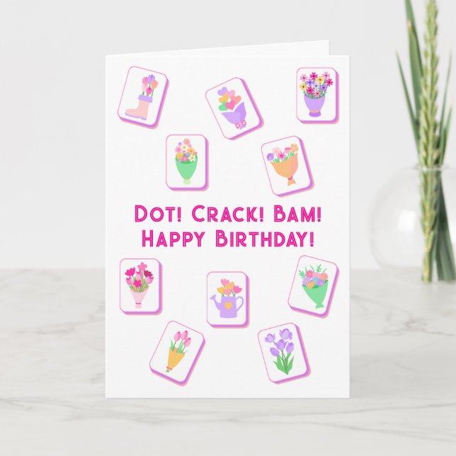 Tarjeta de felicitación doblada de baldosas de flo (Anverso)