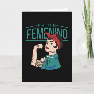 Tarjeta de felicitación doblada de chica POWER FEM