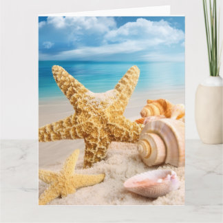 Tarjeta de felicitación doblada de conchas marinas