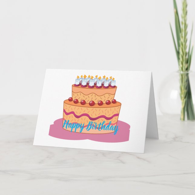 Tarjeta de felicitación doblada de cumpleaños feli (Anverso)