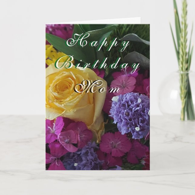 Tarjeta de felicitación doblada de cumpleaños flor (Anverso)