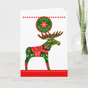 Tarjeta de felicitación doblada de Elk Xmas escand