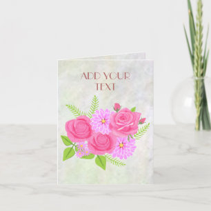 Tarjeta de felicitación doblada de flores de rosas