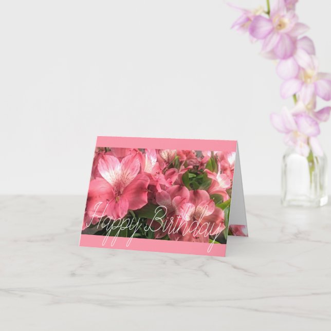 Tarjeta de Felicitación Doblada de Flores Rosas Bo (Orquídea)