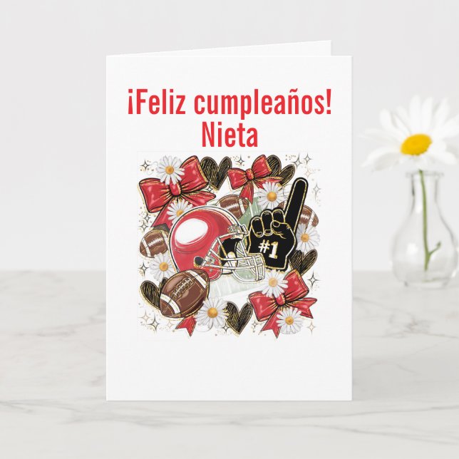 tarjeta de felicitación doblada de fútbol femenino (Planta pequeña)