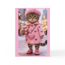 Tarjeta de felicitación doblada de gato atigrado