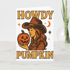 Tarjeta de felicitación doblada de Howdy Pumpkin