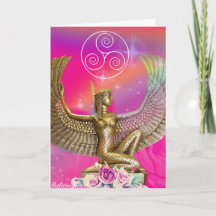 Tarjeta de felicitación doblada de la diosa Isis