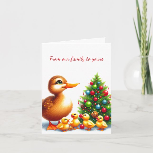 Tarjeta de felicitación doblada de la familia Duck (Anverso)