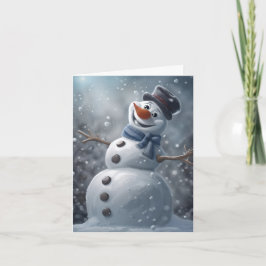 Tarjeta de felicitación doblada de muñeco de nieve