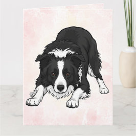 Tarjeta de felicitación doblada de perro Border Co