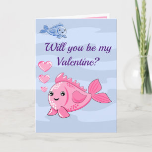 Tarjeta de felicitación doblada de pez lindo para