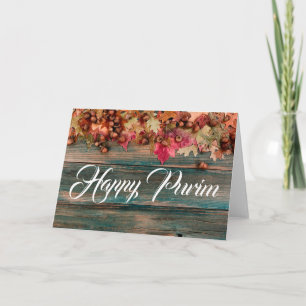Tarjeta de felicitación doblada de Purim alegre fl