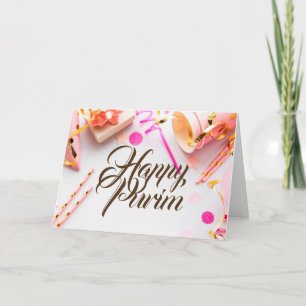 Tarjeta de felicitación doblada de Purim feliz Fie