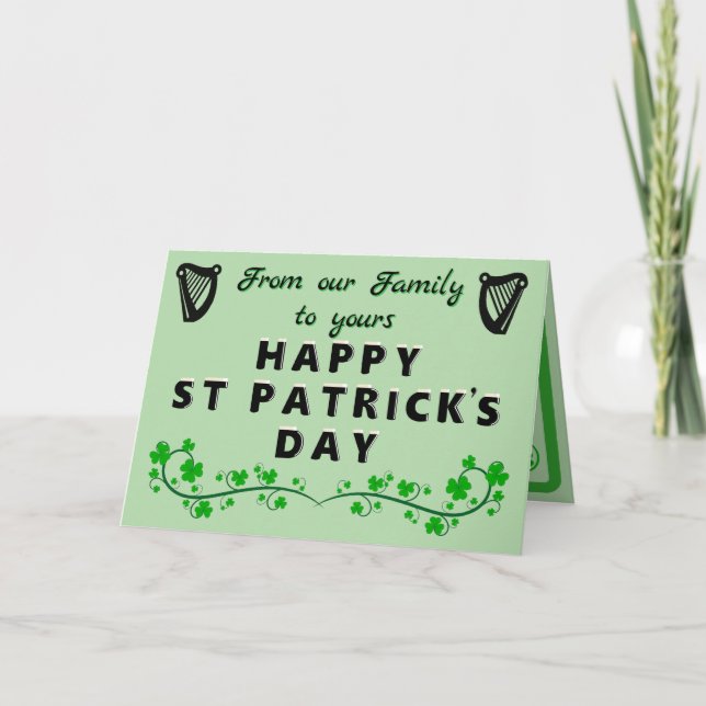 Tarjeta de felicitación doblada de San Patricio (Anverso)