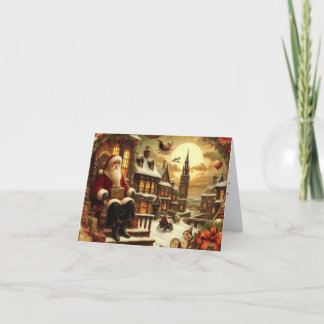 Tarjeta de felicitación doblada de Santa Victorian
