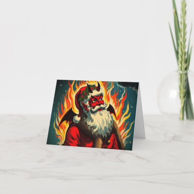 Tarjeta de felicitación doblada de Satan Clause (Anverso)