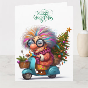 Tarjeta de felicitación doblada de scooter de abue