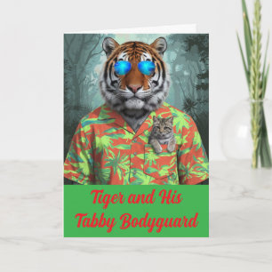Tarjeta de felicitación doblada de Tabby lindo y T