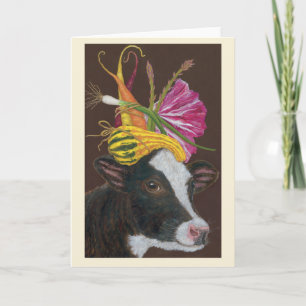 Tarjeta de felicitación doblada de ternero Holstei
