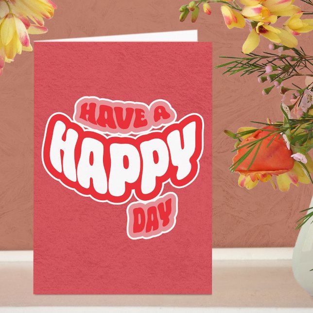 Tarjeta de felicitación doblada de texto de día (c (Greeting Card - Dark Pink)