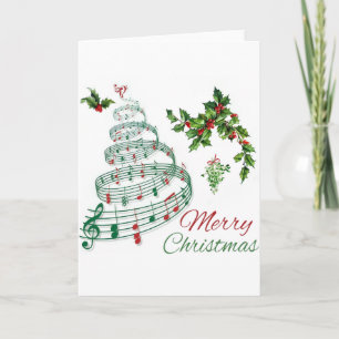 tarjeta de felicitación doblada del árbol de músic