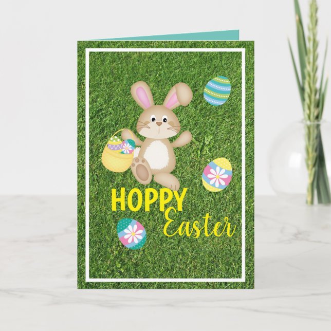 Tarjeta de felicitación doblada del conejo de Pasc (Anverso)