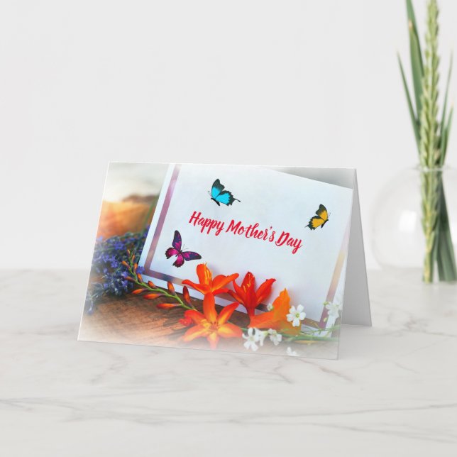 Tarjeta de felicitación doblada del día de la madr (Anverso)