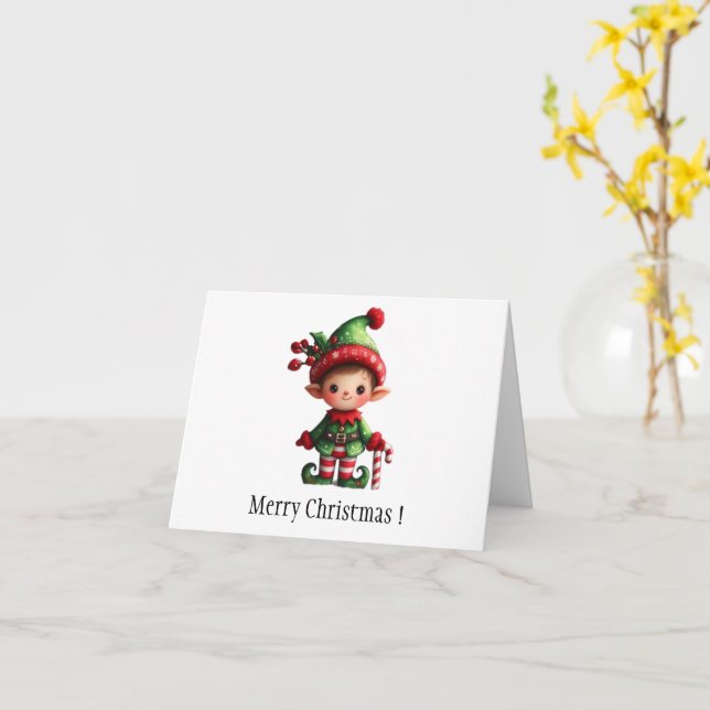 Tarjeta de felicitación doblada Elf para navidades (flor amarilla)