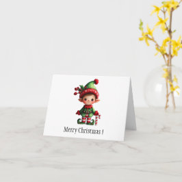 Tarjeta de felicitación doblada Elf para navidades