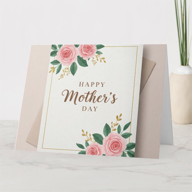 Tarjeta de felicitación doblada feliz día de la ma (Anverso)